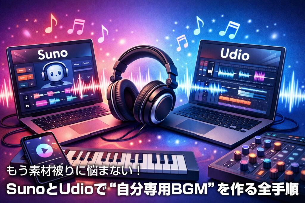 もう素材被りに悩まない!SunoとUdioで“自分専用BGM”を作る全手順